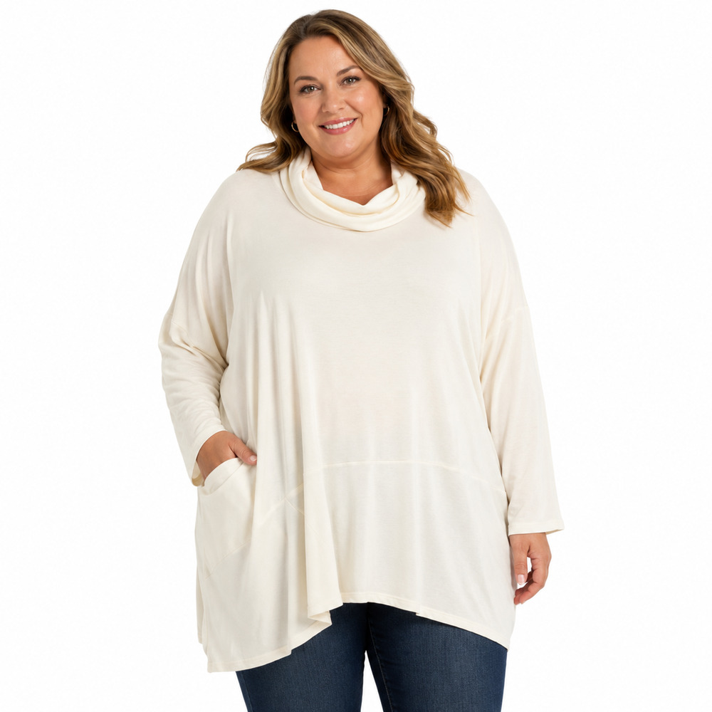 J Jill Pure Luxe Tencel Ivory Turtleneck Long Sleeve Soft Cozy Top Sweatshirt 4X